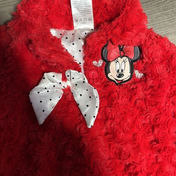 Disney Minnie Red Furry Buttoned Furry Jacket Size 18 Months - Picture 2 of 7